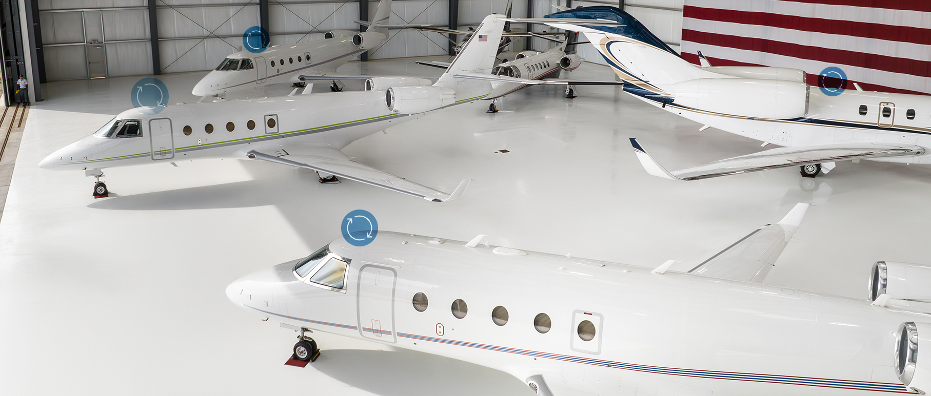 Two aircraft in hangar