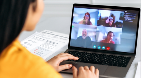 Aircraft passenger inflight on a team call