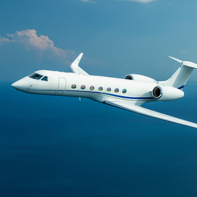 Gulfstream jet flying