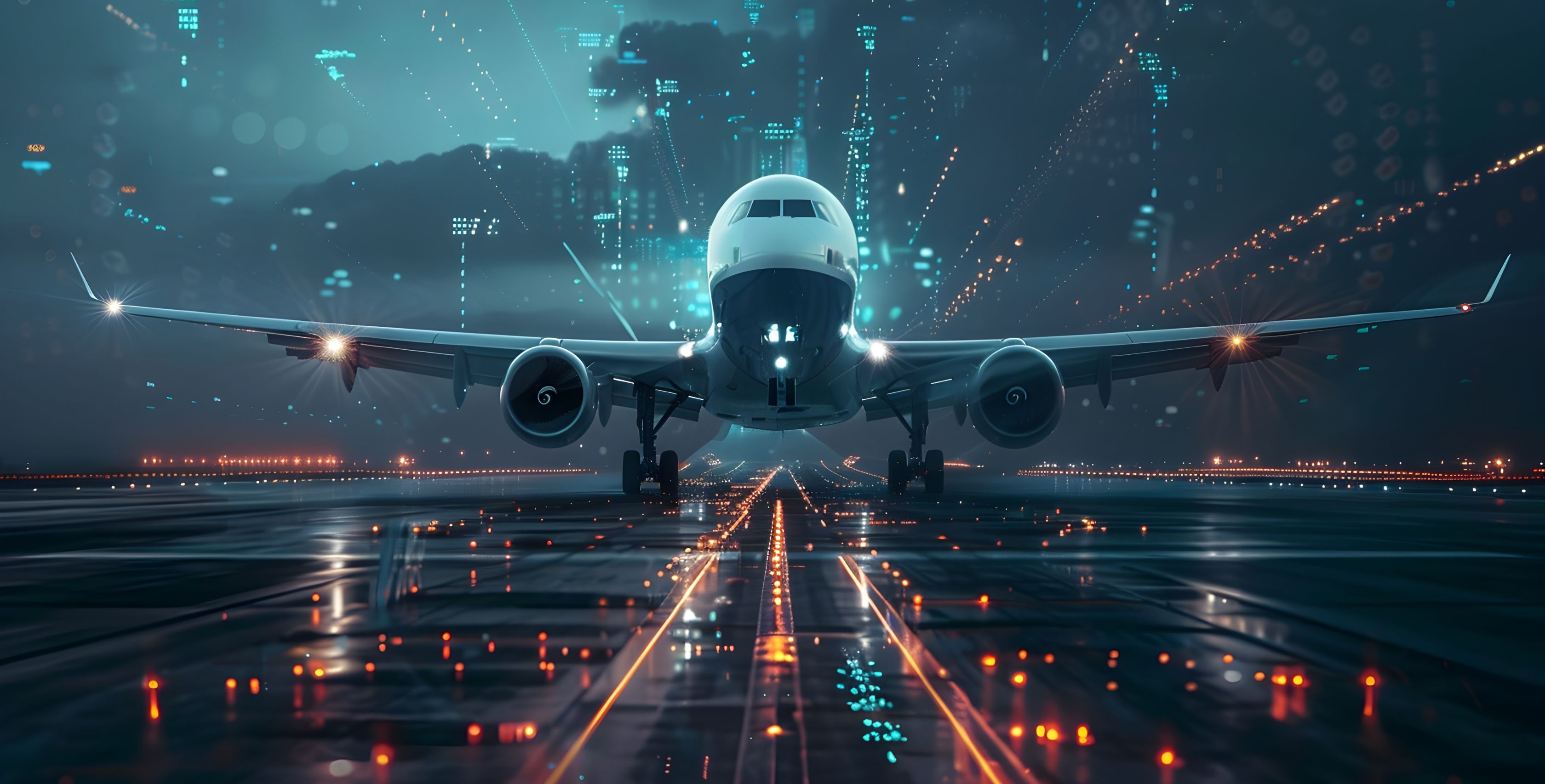 Plane over digital runway