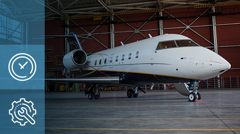 Bombardier Challenger with installation time line art