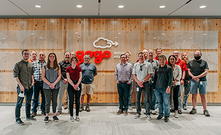 Gogo employees under the Gogo logo