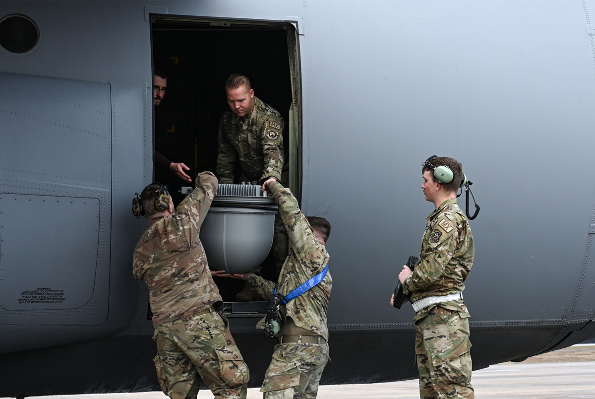 Air Force mounting RoRo kit on C-130 aircraft